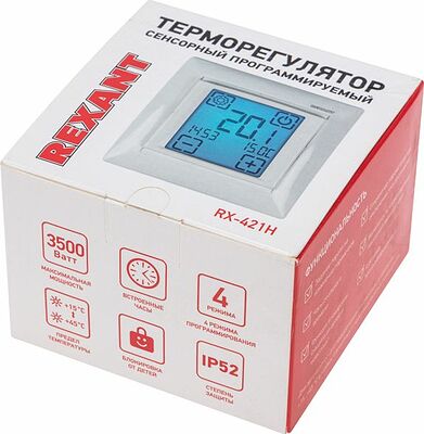 REXANT 51-0587 Терморегулятор цифровой RX-421H сенсорный, программируемый, совместим с Legrand серии Valena, бежевый REXANT