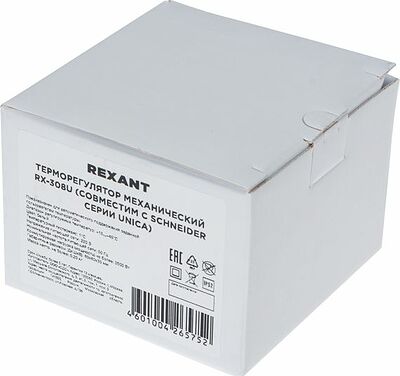 REXANT 51-0823 Терморегулятор механический RX-308U, совместим с Schneider серии Unica, белый REXANT