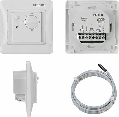 REXANT 51-0825 Терморегулятор механический RX-308G, совместим с Schneider серии Glossa, Atlas, Sedna, W59, белый REXANT