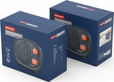 REXANT 60-0034 Тепловентилятор электрический настольный 2кВт со спиральным нагревательным элементом, черный REXANT