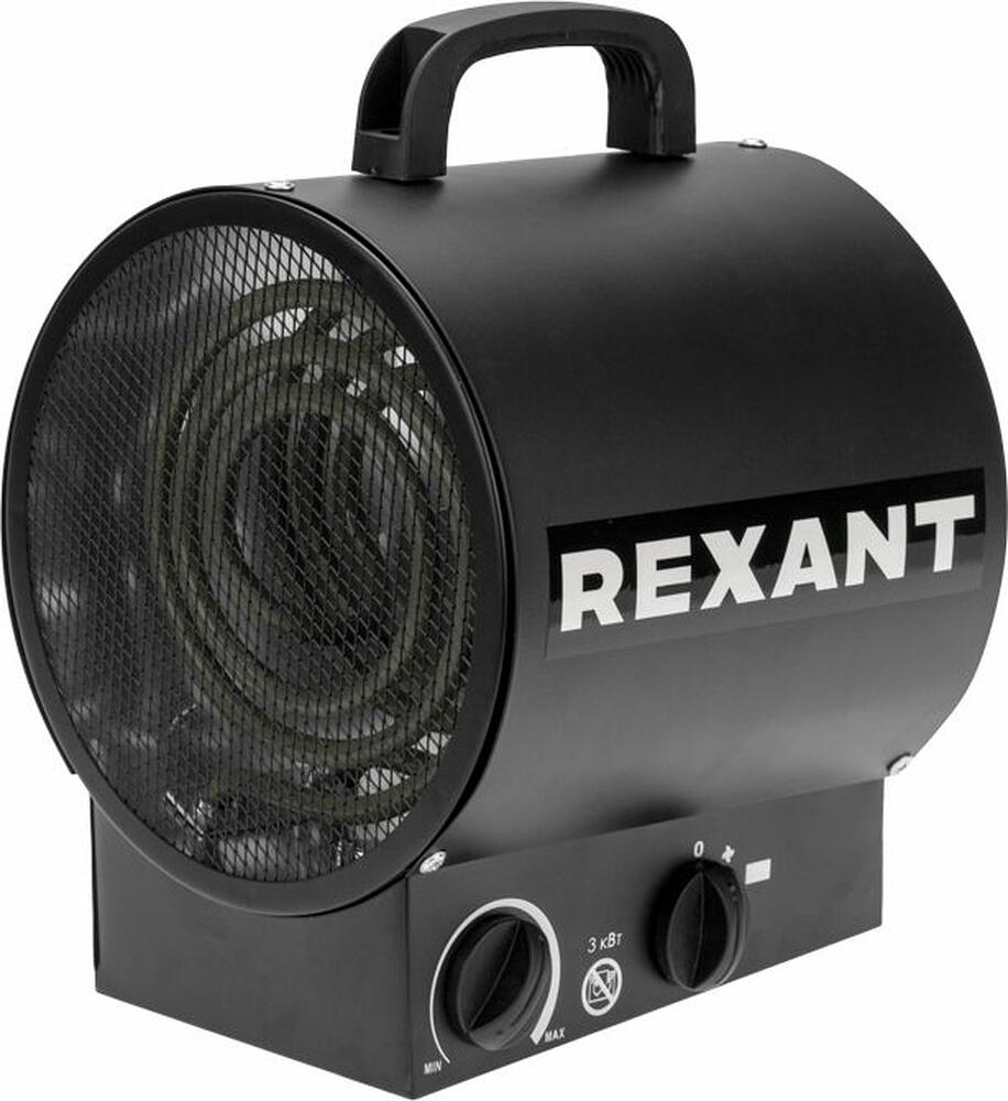 REXANT 60-0037 Пушка тепловая электрическая, круглая, прямоугольная подставка, ТЭН, 3кВт REXANT
