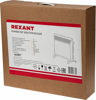REXANT 60-0090 Электрический конвектор с механическим термостатом, 1 кВт, Стич REXANT