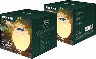 REXANT 602-2431 Светильник садовый Лотос, 3000К, 15см, встроенный аккумулятор, солнечная панель, коллекция Пекин REXANT