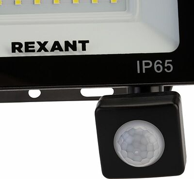 REXANT 605-009 Прожектор светодиодный СДО 50Вт 4000Лм 6500К холодный свет, с микроволновым настраиваемым датчиком движения REXANT