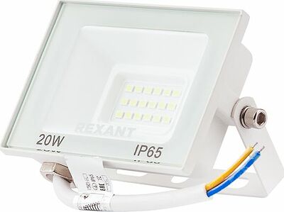 REXANT 605-024 Прожектор светодиодный СДО 20Вт 1600Лм 6500K холодный свет, белый корпус REXANT
