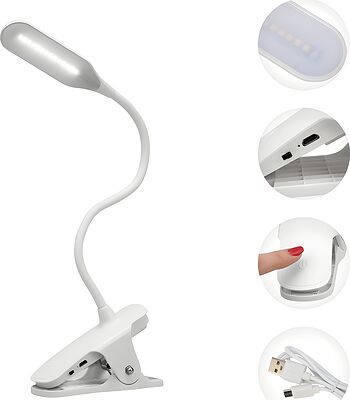 REXANT 609-001 Светильник настольный Click 4Вт, LED, 4000К, диммируемый 3 ступени, заряжаемый, на прищепке, белый REXANT