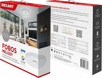 REXANT 624-002 Светильник настенно-потолочный REXANT Fobos Melody 2700-6500 K RGB Bluetooth Sound с пультом и APP LED