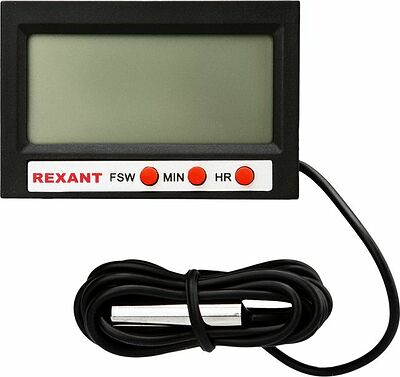 REXANT 70-0505 Термометр электронный комнатно-уличный с часами REXANT