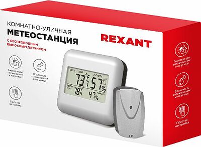 REXANT 70-0596 Термометр электронный S3341BF с часами и беспроводным выносным датчиком REXANT