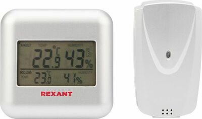 REXANT 70-0596 Термометр электронный S3341BF с часами и беспроводным выносным датчиком REXANT