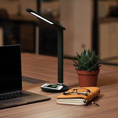 REXANT 75-0219 Светильник настольный REXANT Status LED, USB-зарядка устройств, 2700-6500 К, диммирование, 220 В, эффект тиснения под кожу
