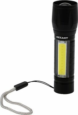 REXANT 75-714 Фонарь универсальный, трехрежимный, в алюминиевом корпусе, компактный, со встроенным аккумулятором, USB кабель в комплекте REXANT