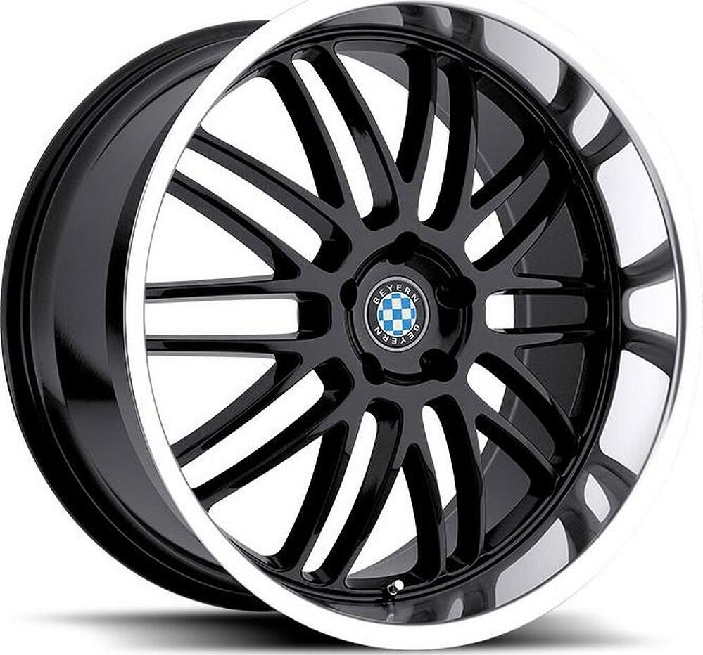 Beyern Mesh 8x17 5x120 ET 40 Dia 72 Gloss Black Mirror Cut Lip