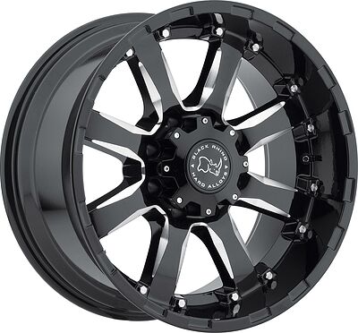 Black Rhino Sierra 9x20 5x150 ET 12 Dia 110.1 Gloss Black With Milled Spokes