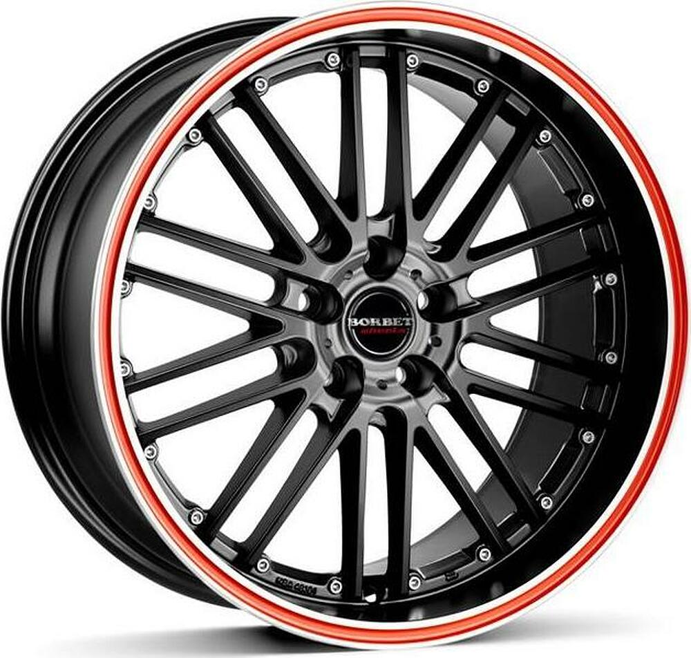 Borbet FS 8x17 5x112 ET 45 Dia 72.5 Black Red Line