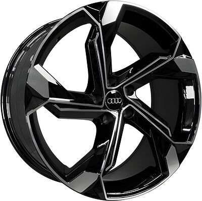 Hengde 5108 9x20 5x112 ET 37 Dia 66 Clear powder gloss black machined face