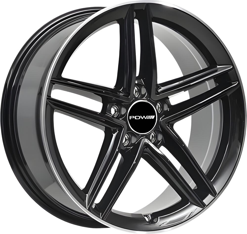 PDW FF2127 8x18 5x112 ET 40 Dia 66 Gloss Black Machine Edge
