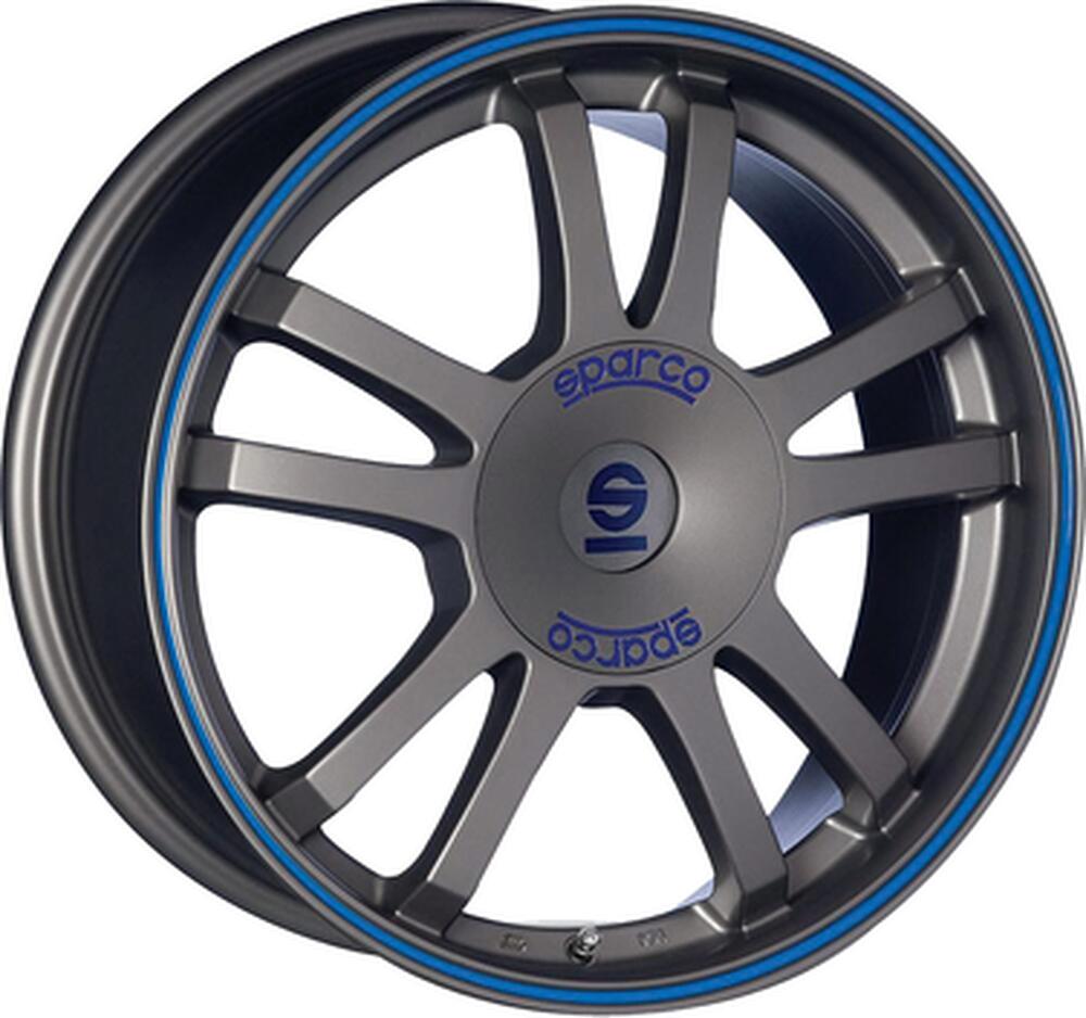 Sparco Rally 7x16 4x108 ET 25 Dia 73.1 Matt Silver Tech blue lip