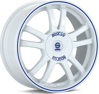 Sparco Rally 7.5x17 5x100 ET 35 Dia 63.3 WHITE BLUE LIP