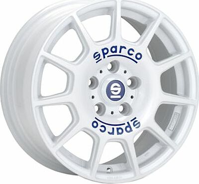 Sparco Terra 7x16 5x100 ET 35 Dia 63 White + Blue Lettering