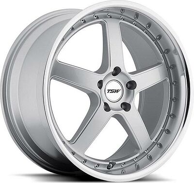 TSW Carthage 8x17 5x120 ET 35 Dia 76 Silver Mirror Cut Lip Milled Spokes