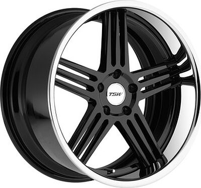 TSW Nouvelle 8.5x18 5x112 ET 43 Dia 72 Gloss Black Chrome Lip