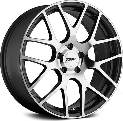 TSW Nurburgrin 8x18 5x112 ET 45 Dia 72 Gunmetal Mirror Cut Face