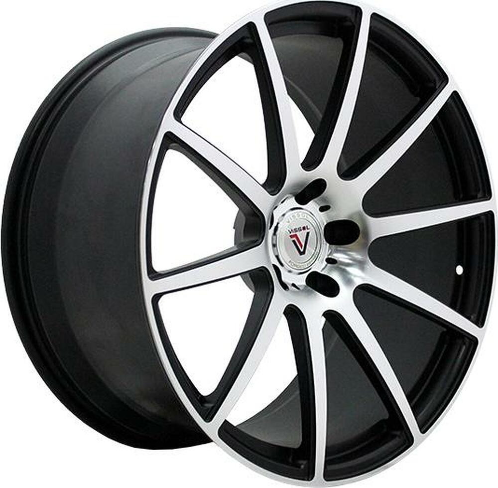 Vissol F-190 10.5x22 5x112 ET 30 Dia 66.6 black-with-machined-face