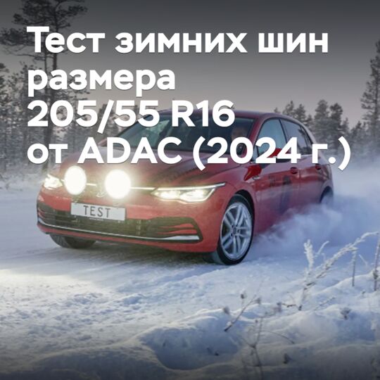 Тест зимних шин размера 205/55 R16 от ADAC (2024 г.)